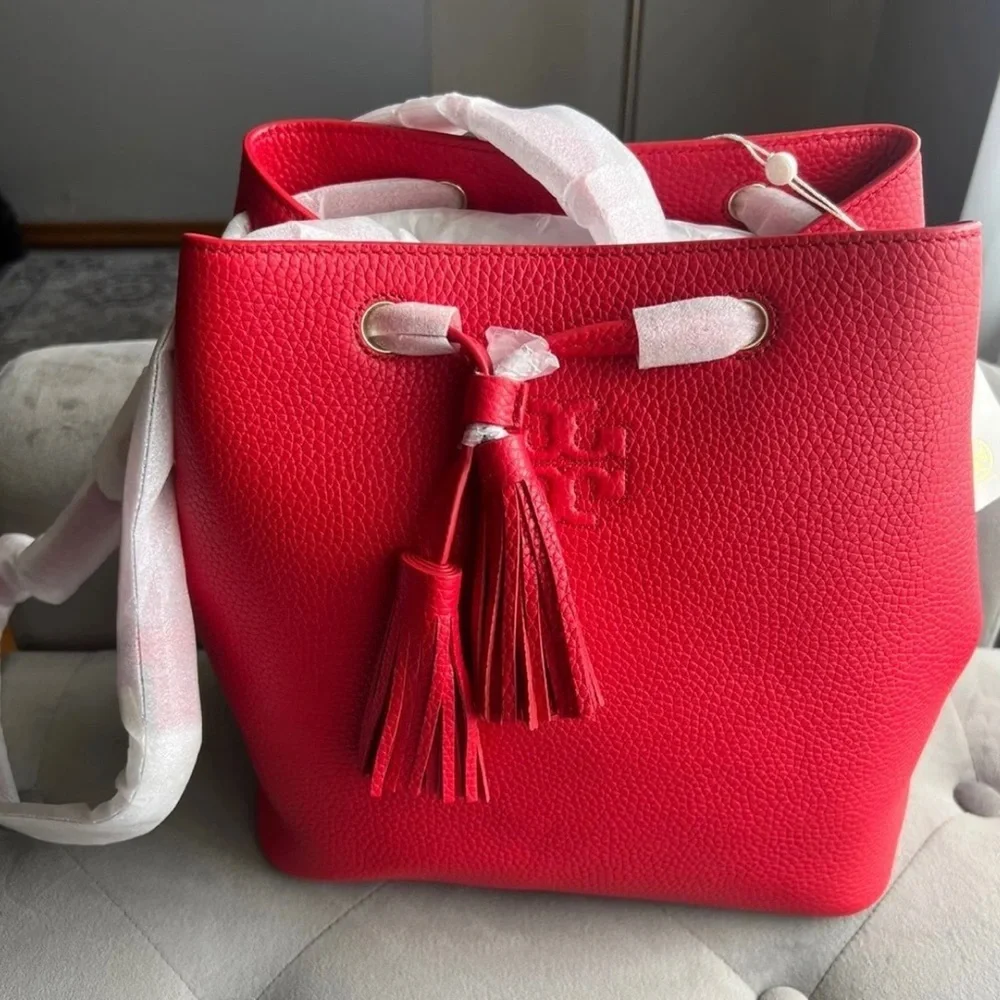 NWT “Tory Burch” Liberty Red Thea Satchel Handbag - Picture 1 of 5